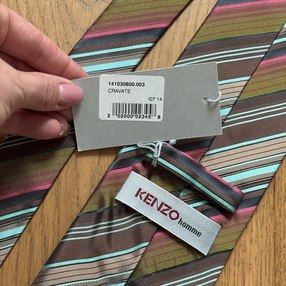 Kenzo Homme Men's Striped Silk Tie Made In Italy - NWT  - Multicolour - Picture 8 of 9
